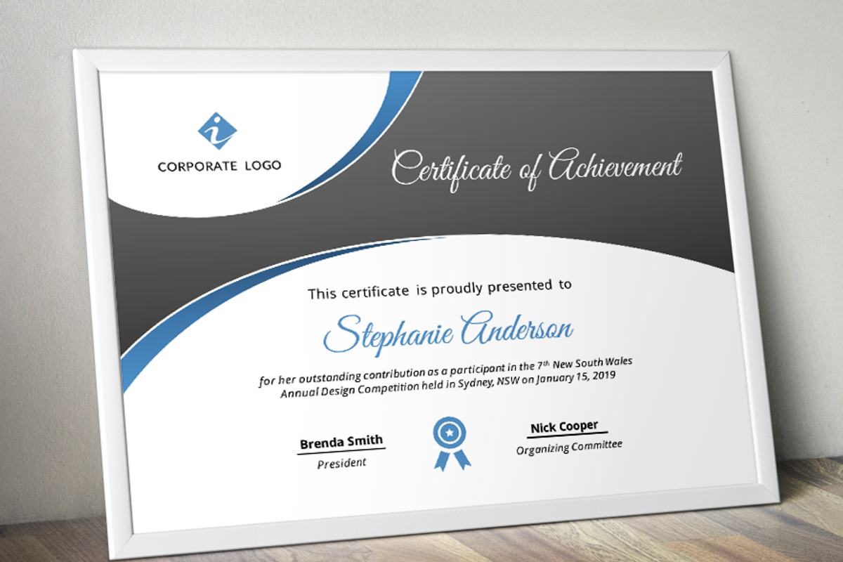 Curve Bar Modern Certificate (pptx), a Stationery Template by Inkpower (Photo 1 of 6)