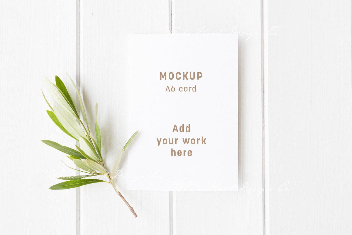 A6 stationery card mockup - psd png, a Print Template by White Hart Co.