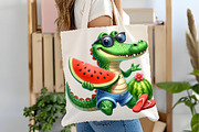 Summer Crocodile Character Clipart, an Illustration by Watercolor design (Thumbnail 5 of 5)