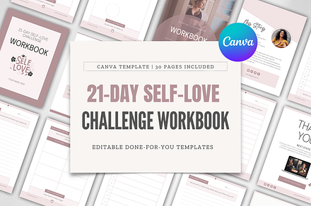 Self-Love Challenge Workbook | Canva, a Magazine Template by Designs by Darowan