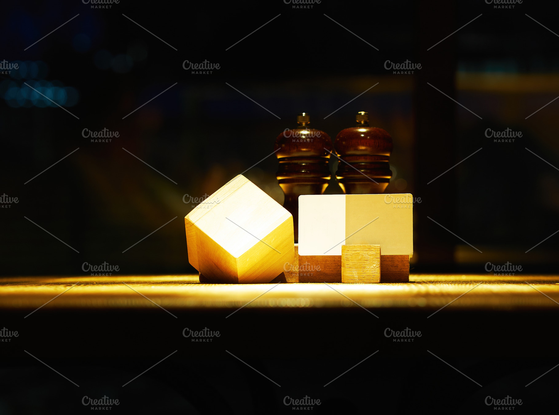 Prepared restaurant empty table with salt and pepper, a Background Photo by RETROWAVE '88