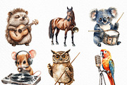 Funny Musical Animals Clipart, an Illustration by Craft Nest (Thumbnail 3 of 6)