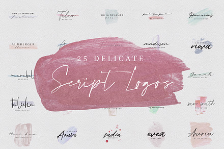 Feminine Script Logos w. Watercolor