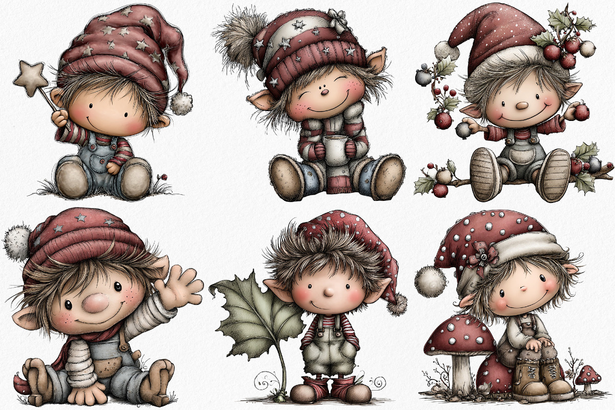 Watercolor Whimsical Elf Clipart, an Illustration by Canvas Craft (Photo 4 of 7)