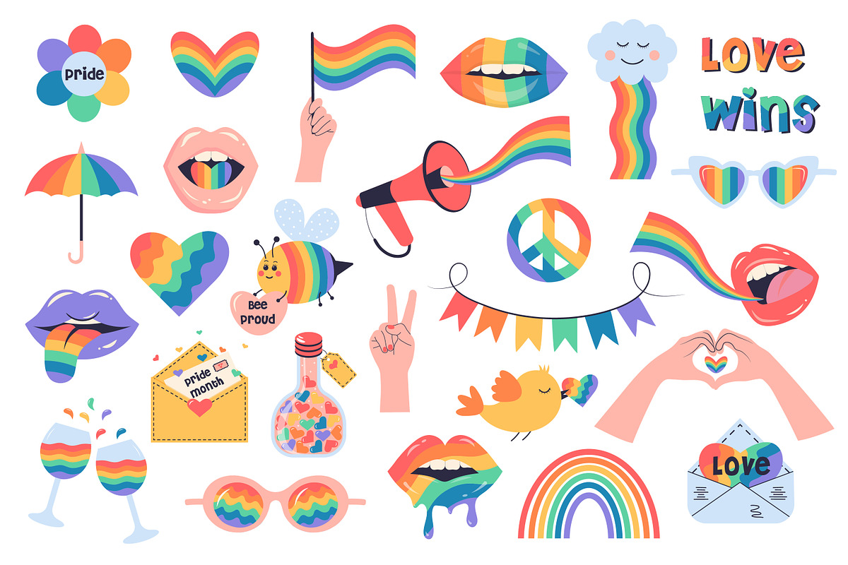Pride LGBT symbols set, a Decorative Illustration by JulyGart (Photo 2 of 5)