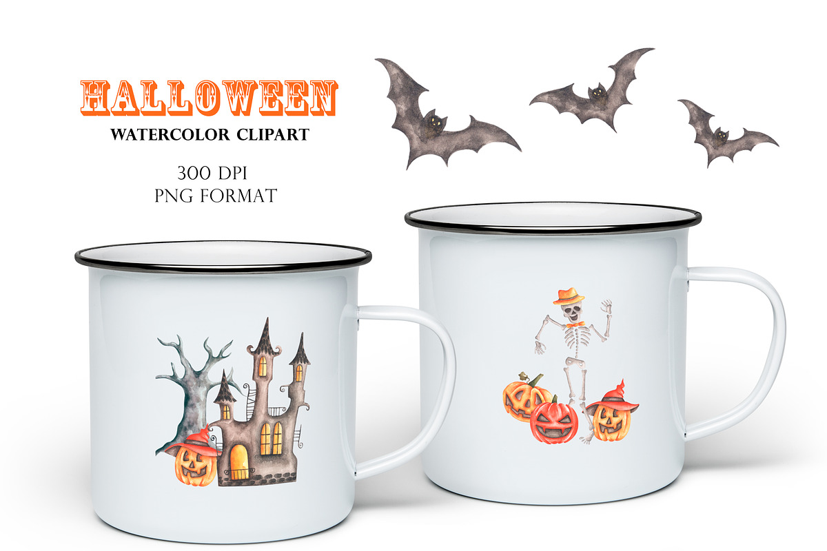 Halloween watercolor set. Fall., a Seasonal Illustration by SabinaWatercolorArt (Photo 11 of 14)