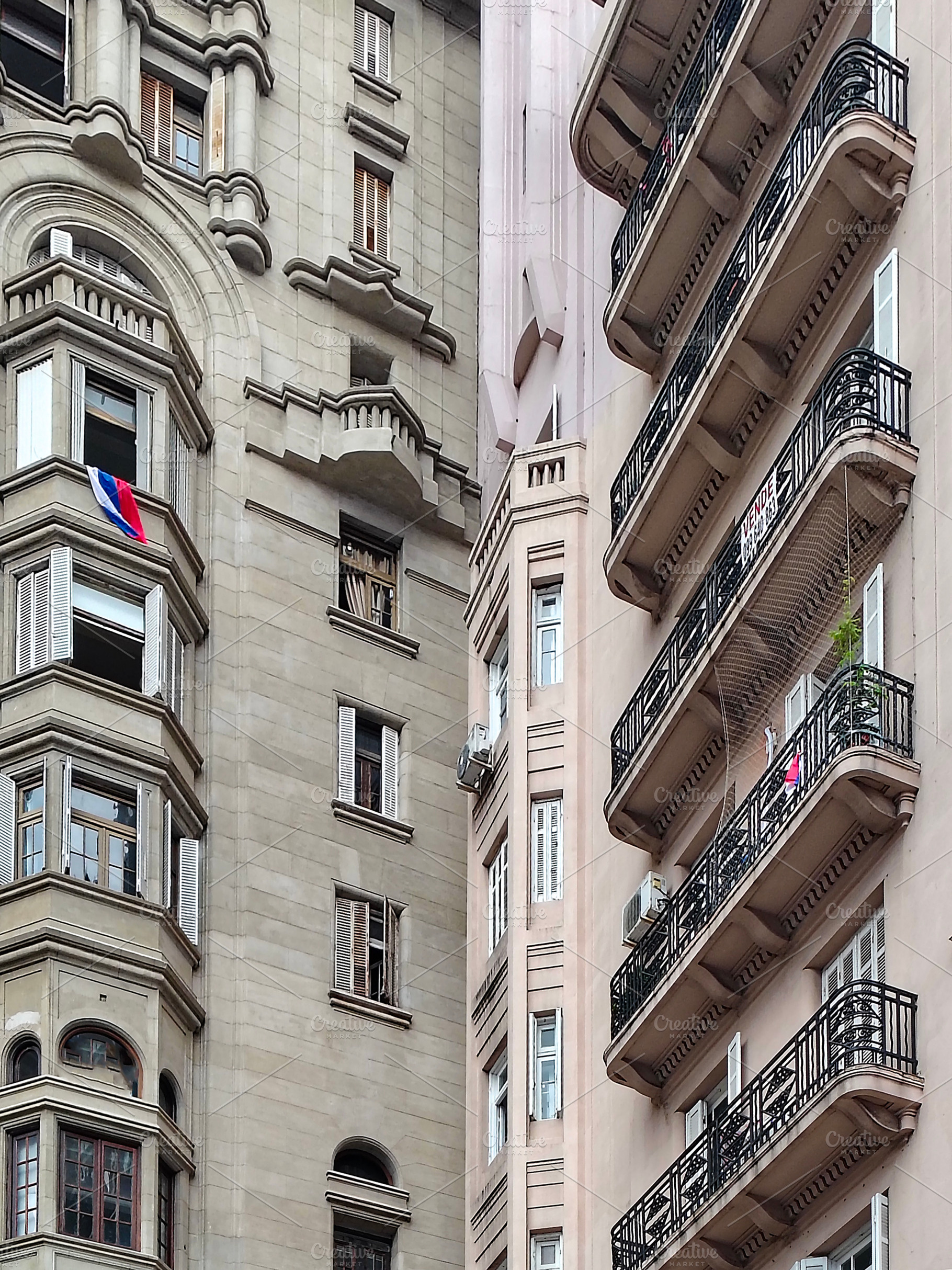 Historic building facade with balconies from below, an Architecture Photo by DanFLCreativo