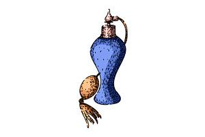 spray perfume automizer sketch hand, an Illustration by pikepicture