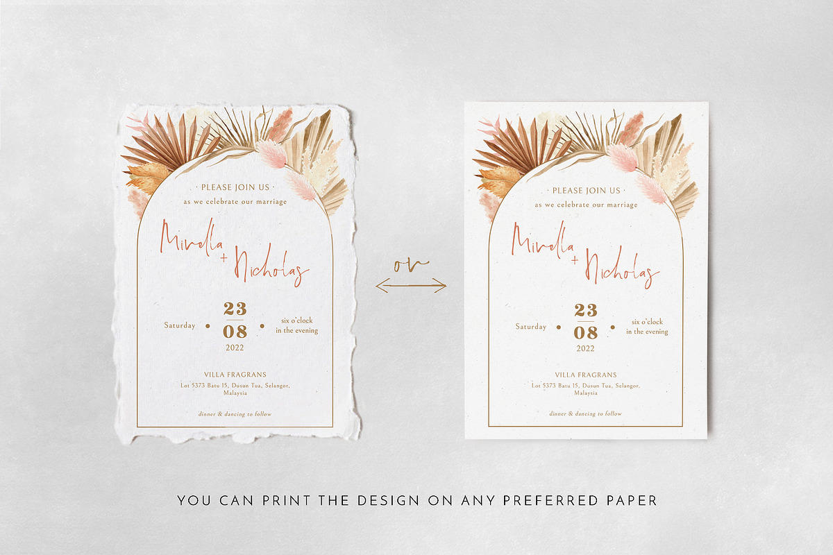 Bohemian Dried Foliage Wedding Suite, an Invitation Template by BlueRobinDesignShop (Photo 15 of 17)