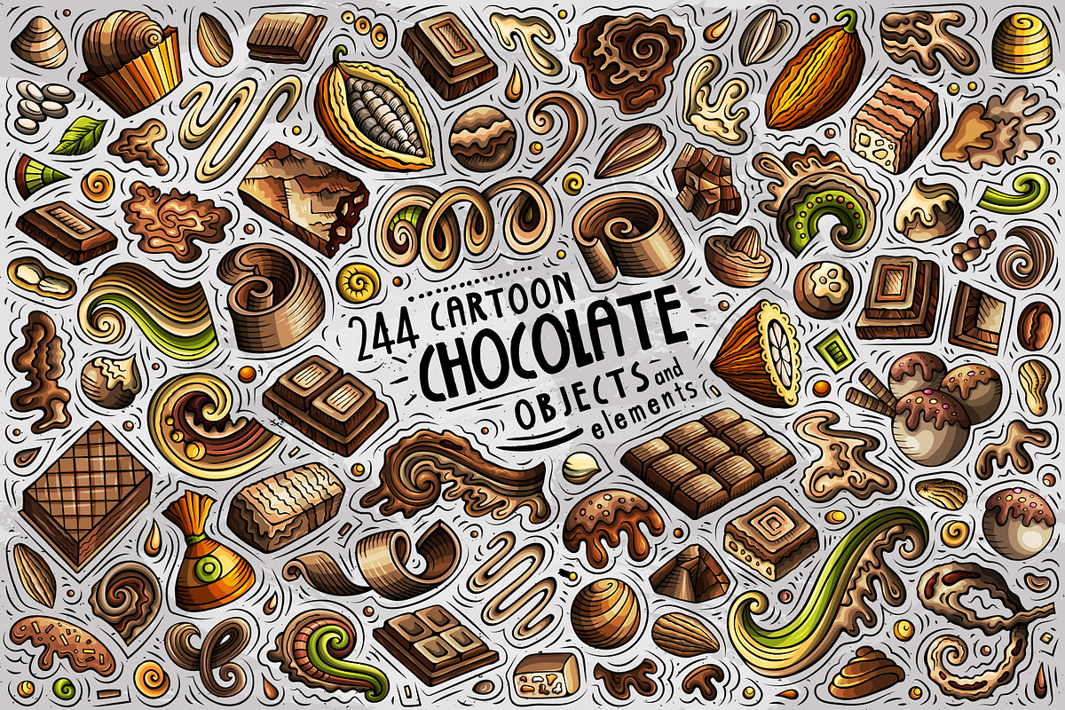 Chocolate Cartoon Objects Set, an Object Graphic by BALABOLKA (Photo 1 of 3)