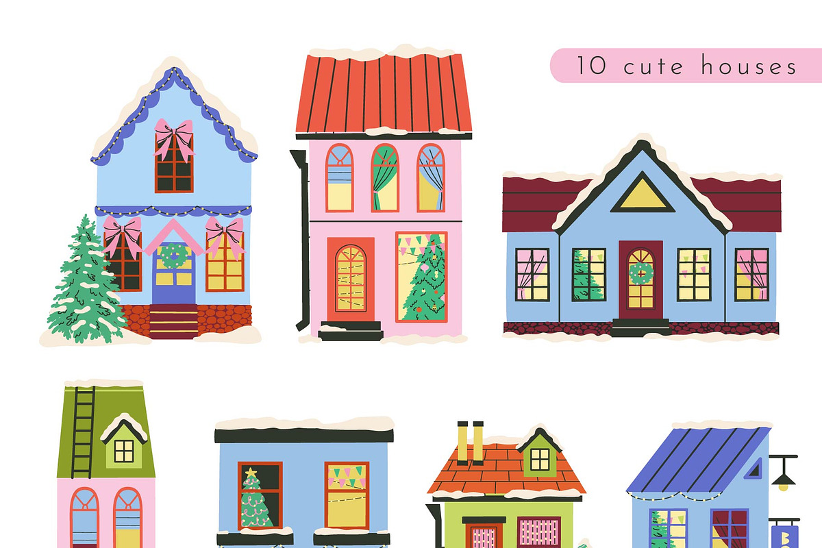 CHRISTMAS TOWN: clipart, a Seasonal Illustration by Elliko shop (Photo 3 of 6)
