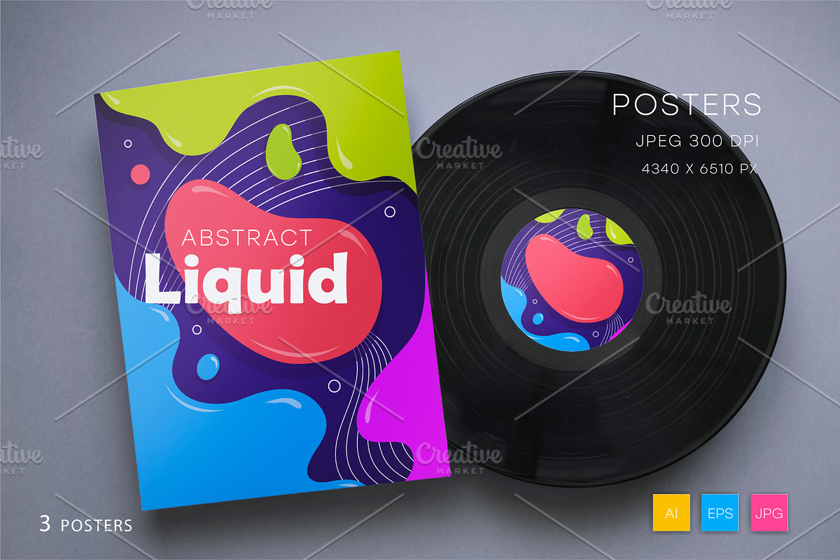 3 posters in liquid style. Art., a Decorative Illustration by KENO Mascots (Photo 5 of 6)