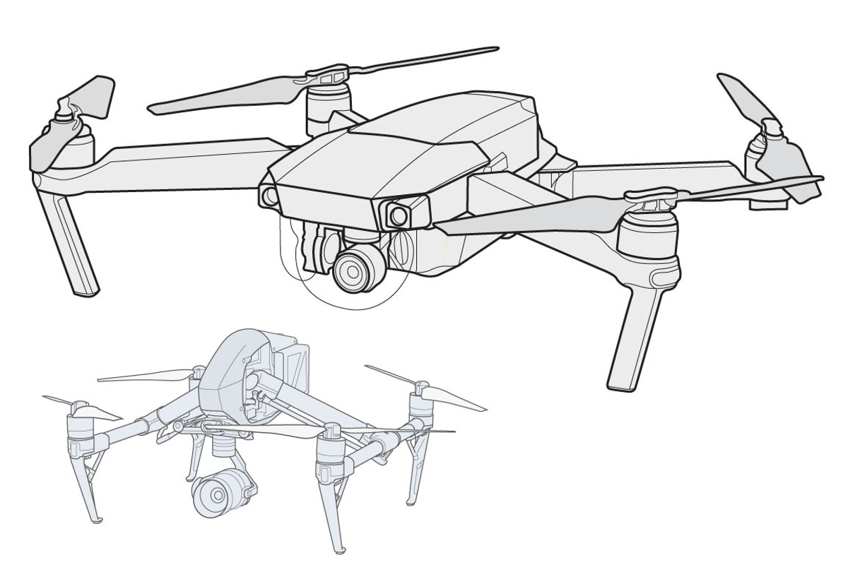 2 Pack-Mavic & Inspire vector drones, an Object Graphic by Stypeface (Photo 1 of 3)
