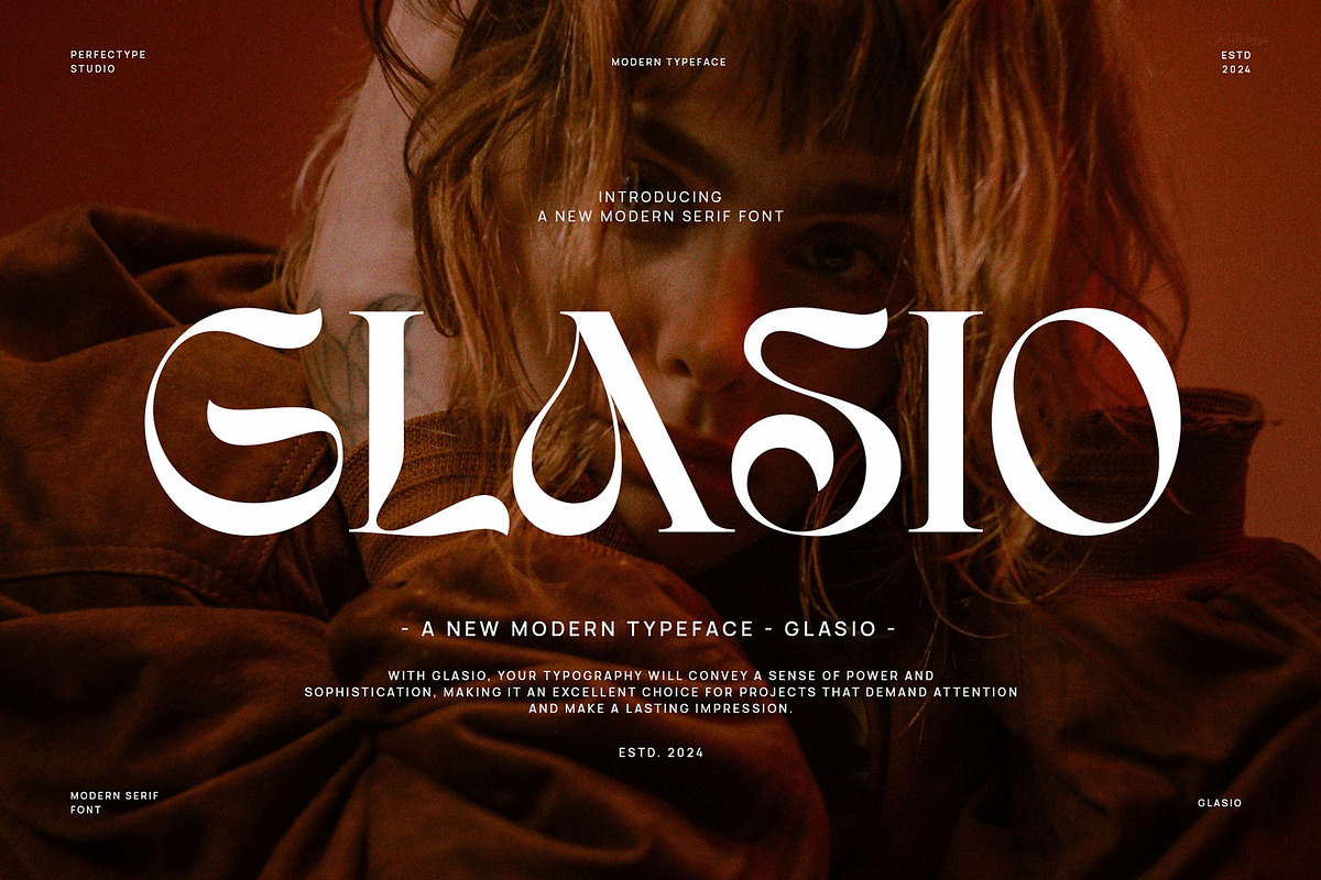 Glasio Unique Modern Serif Font, a Serif Font by Perfectype (Photo 1 of 6)