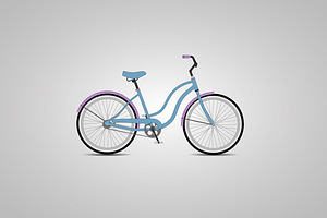 City bicycle + brush chain. Icon.