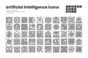 Ai Automation Icon Pack, an Outline Icon by erifqizeicon