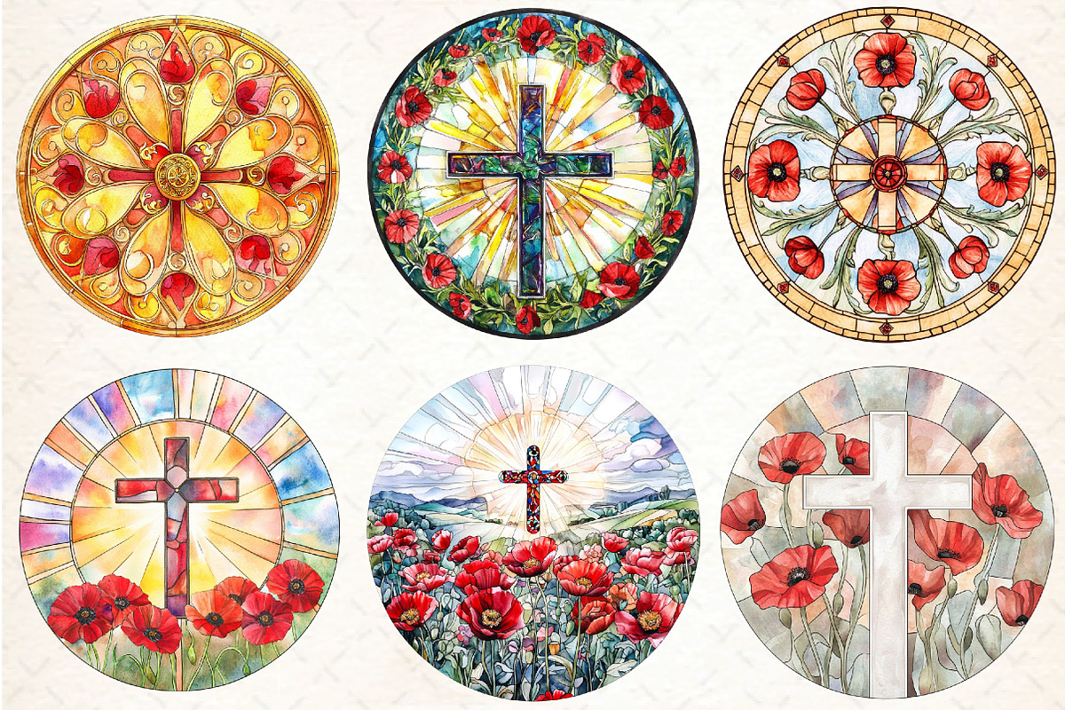 Poppy & Cross Faux Stained Glass, an Illustration by DreamCafeArt (Photo 4 of 9)