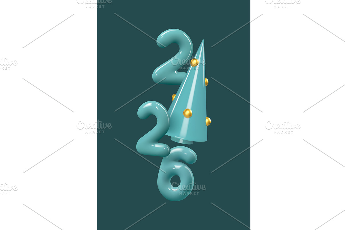 3D render of turquoise 2026 numbers, an Object Illustration by Liudmyla Matviiets