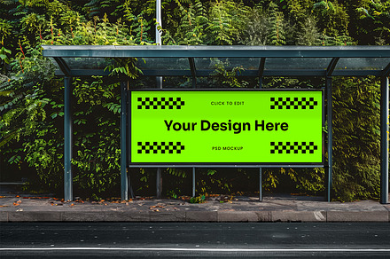 Billboard Mockup on Urban Bus Stop, an Advertising Mockup by rodrigofkaminski