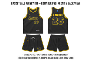Basketball Jersey kit – Editable PSD, a Shirt Mockup by std.badboy