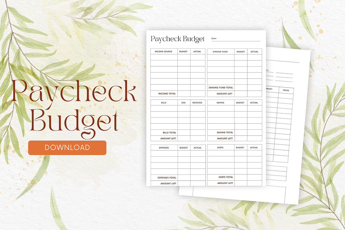 Paycheck Budget Planner Canva + PDF, a Stationery Template by Designbudy (Photo 4 of 7)
