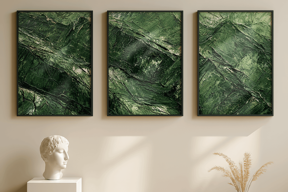 Abstract Emerald Wall Art Set of 3, a Decorative Illustration by PrintablesByFranklyn (Photo 2 of 6)