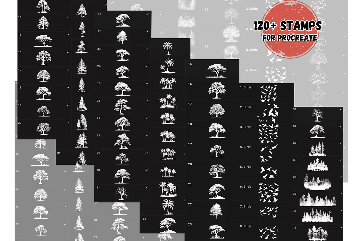 120 Tree Brushes For Procreate, a Brushes & More by Torus1 (Photo 3 of 7)