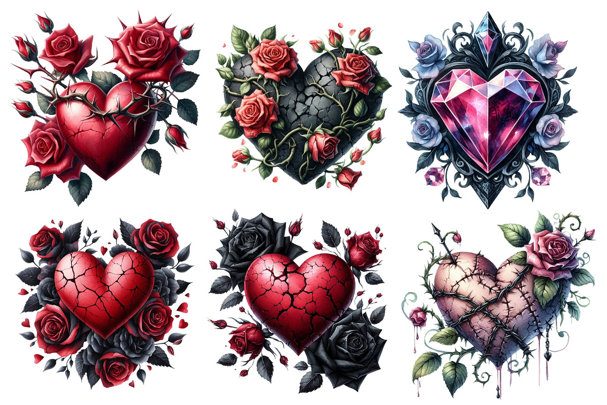 Gothic Floral Heart Clipart, an Illustration by Designworld (Photo 2 of 6)