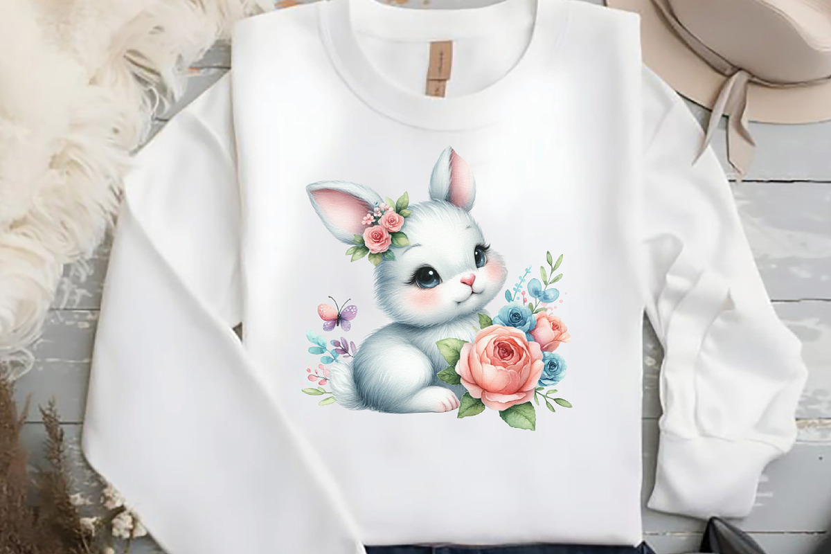 Watercolor Cute Bunny Clipart Set, an Illustration by DreamCafeArt (Photo 6 of 7)