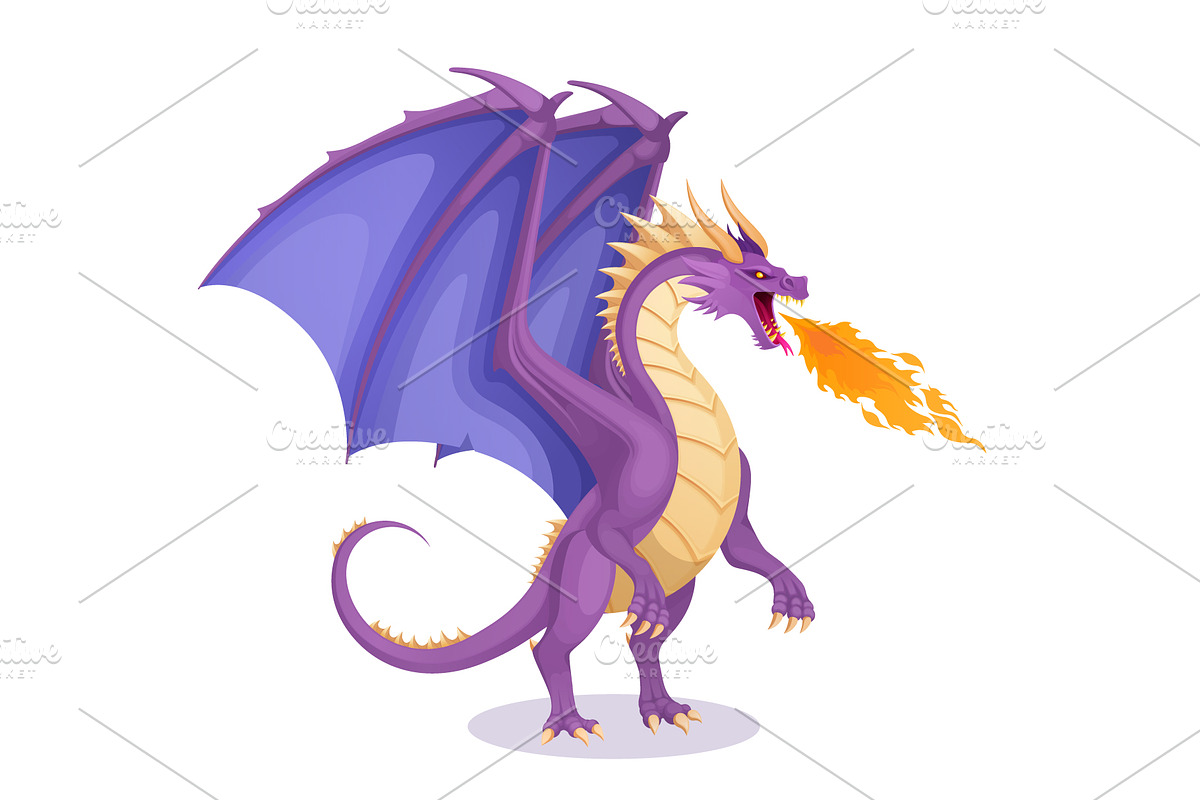 Purple dragon with large wings, an Animal Illustration by Yayasya (Photo 1 of 3)