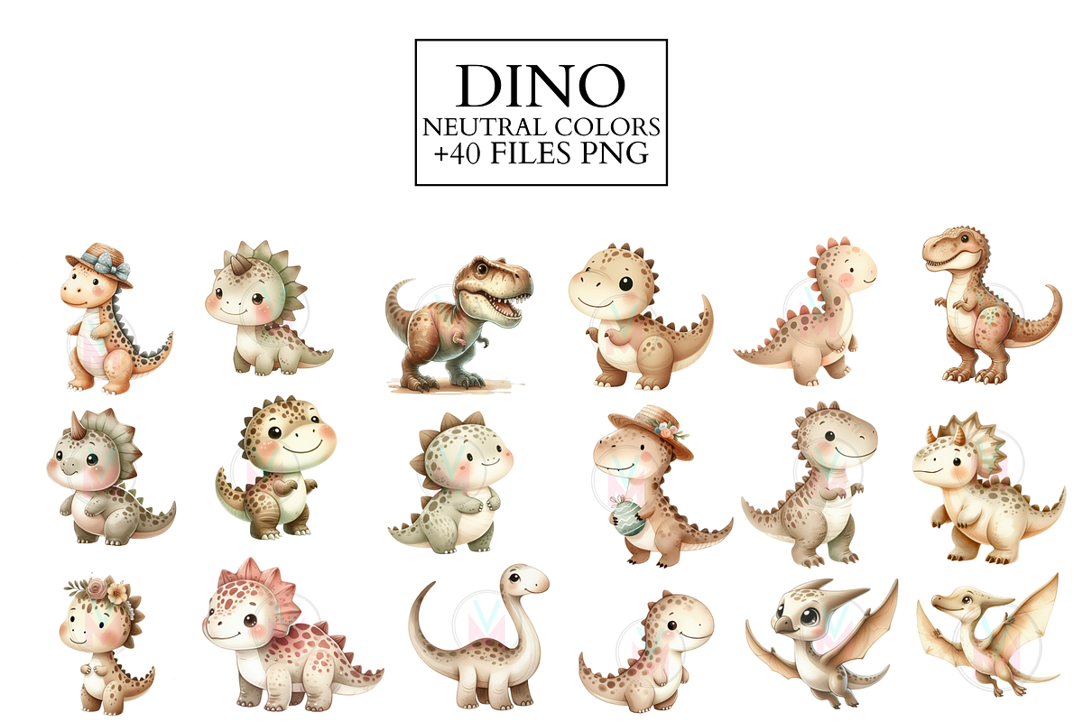 Watercolor Baby Dinosaur Clipart PNG, an Animal Illustration by VM PARTYS  BY TAIRUMA (Photo 7 of 8)