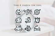 Sleep & insomnia line icons, an Outline Icon by Lyolya Profitrolya (Thumbnail 1 of 3)