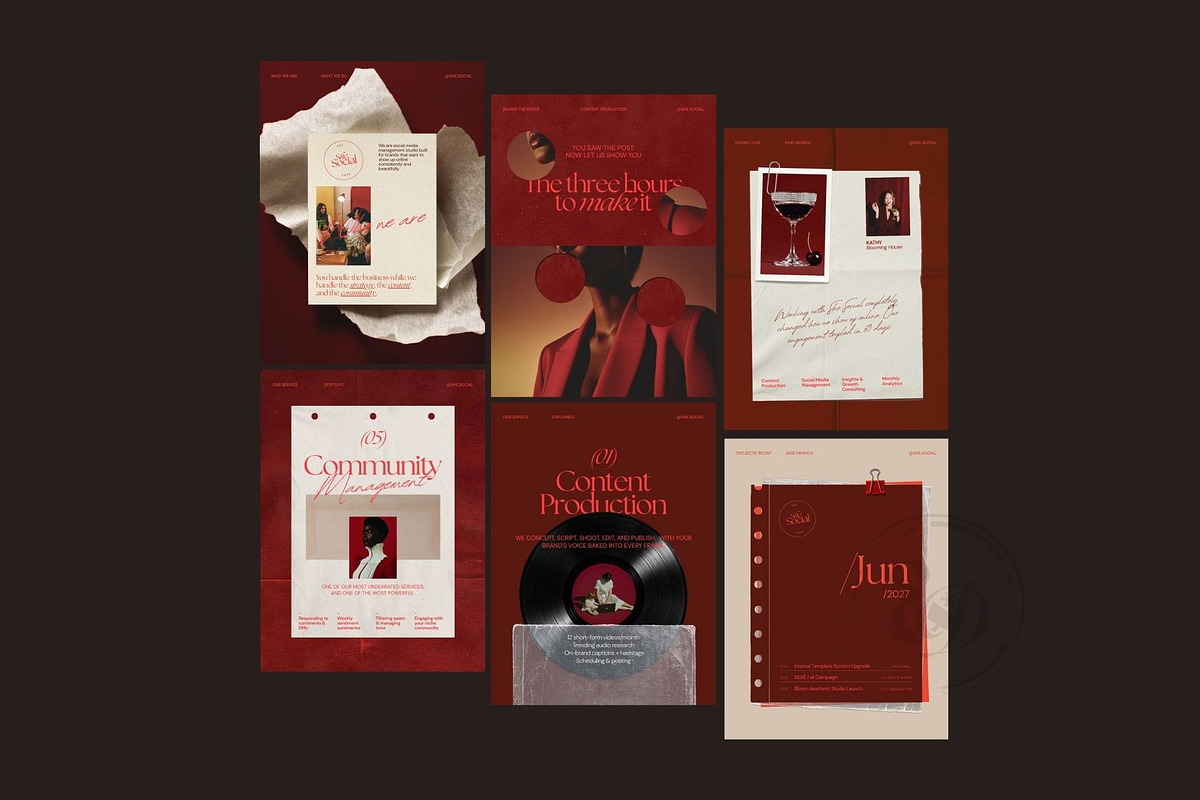 Burgundy Social Media Manager Post, a Social Media Template by And Done Studio (Photo 2 of 8)