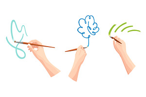 Hands holding paintbrush, set, an Object Illustration by Things for designers