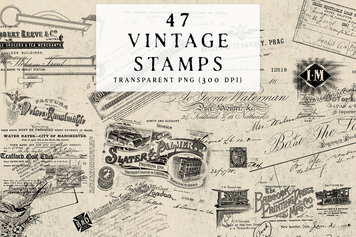 Vintage Overlays & Stamp Pack, a Decorative Illustration by Century Library (Photo 5 of 15)