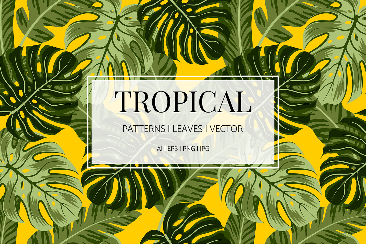 Tropical seamless patterns & leaves, a Pattern Graphic by EltaMaxArt (Photo 1 of 15)