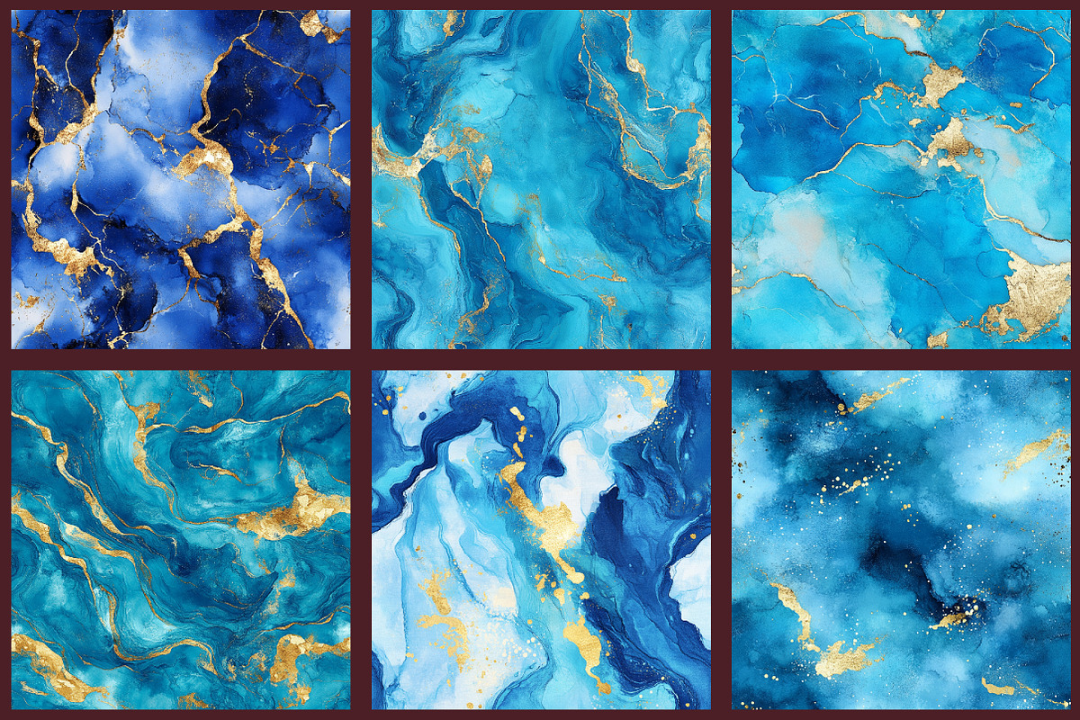 Blue Ink and Gold Foil Digital Paper, a Pattern Graphic by designcity5 (Photo 2 of 5)