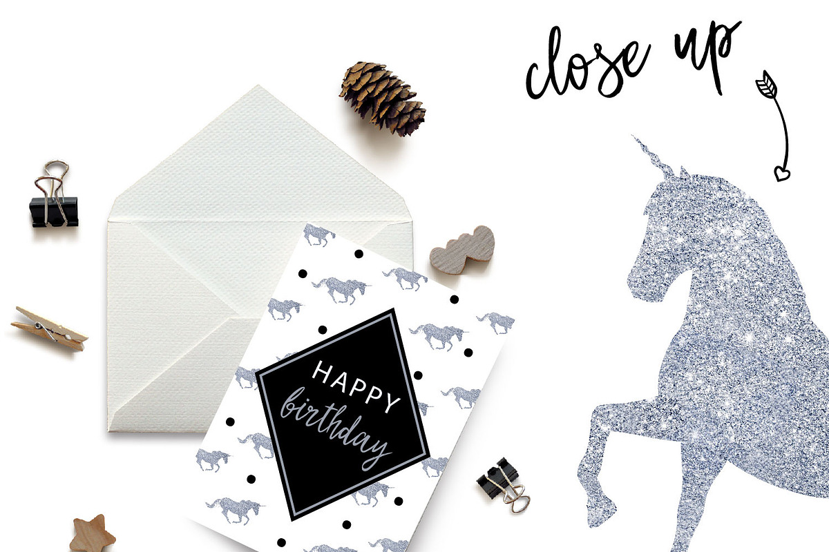 Silver Glitter Unicorns, a Graphic by ConfettiBears (Photo 2 of 5)