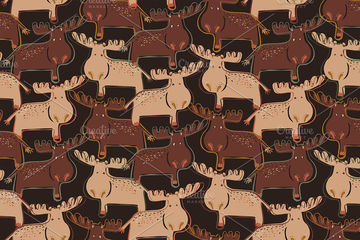 Forest dwellers - funny elks, a Pattern Graphic by Tanna.ART (Photo 3 of 7)