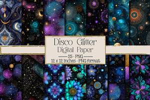 Disco Glitter Digital Paper, a Texture Illustration by DreamPrint404