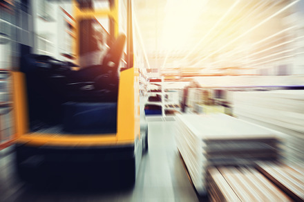 Warehouse containing accident, blurred, and building, an Industrial Photo by Parilov
