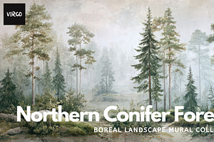 30+ Northern Conifer Forests Bundle, a Decorative Illustration by Virgo Studio