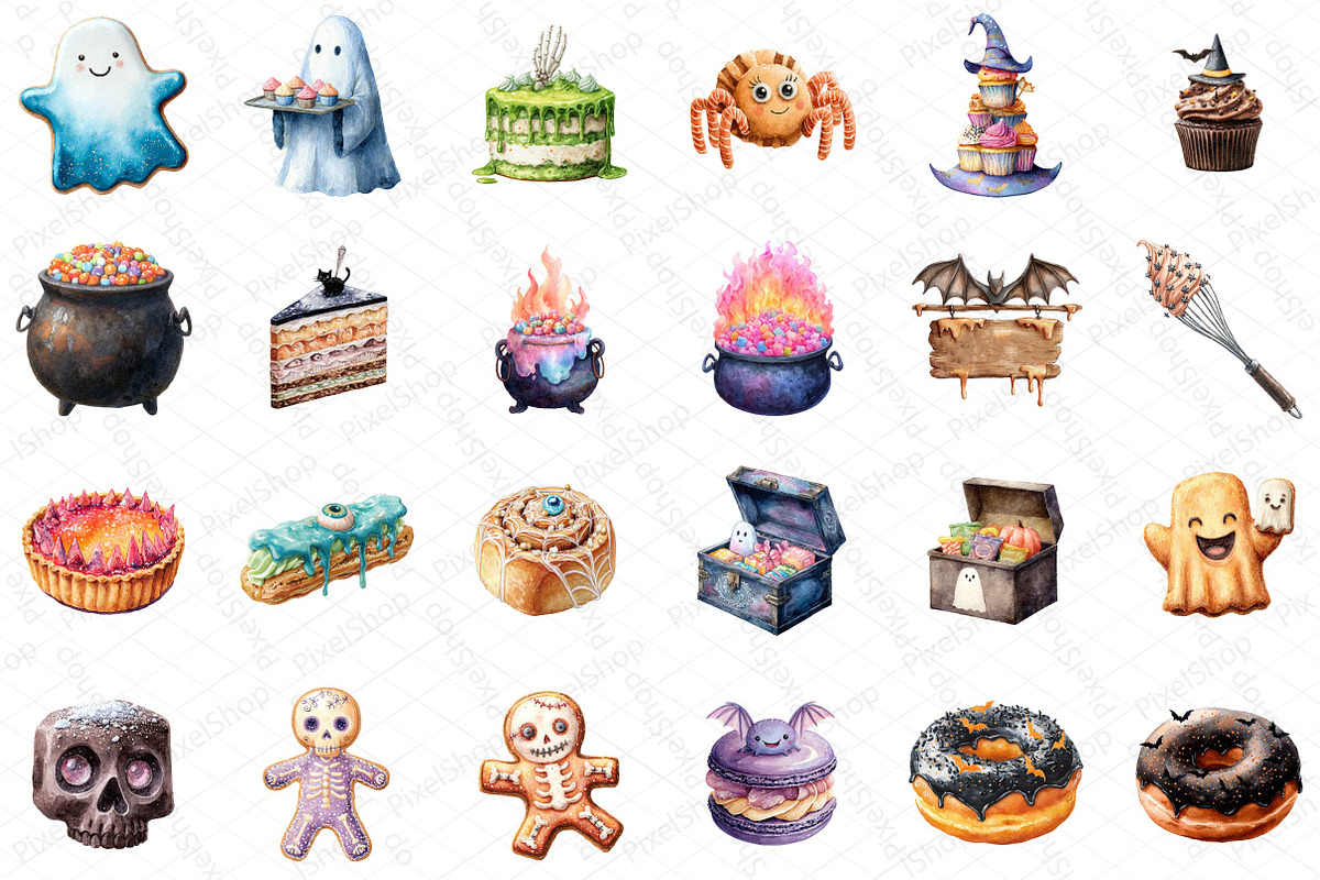 Halloween Spooky Bakery Clipart, an Illustration by DreamPrint404 (Photo 2 of 5)