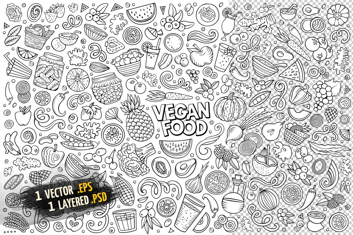 Vegan Food Objects & Elements Set, an Object Graphic by BALABOLKA (Photo 3 of 4)