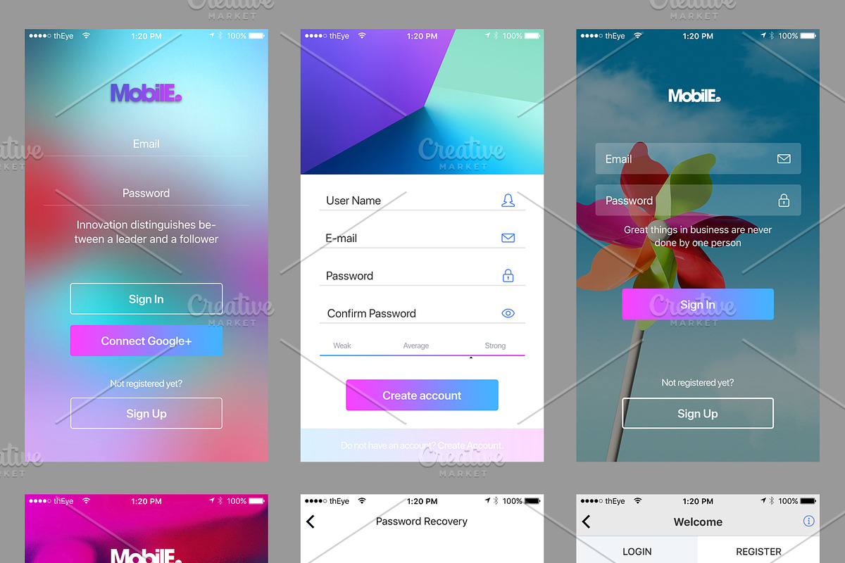Mobile Theme UI/UX Kit, an UI Kit Template by App for Mobile & Website (Photo 5 of 10)