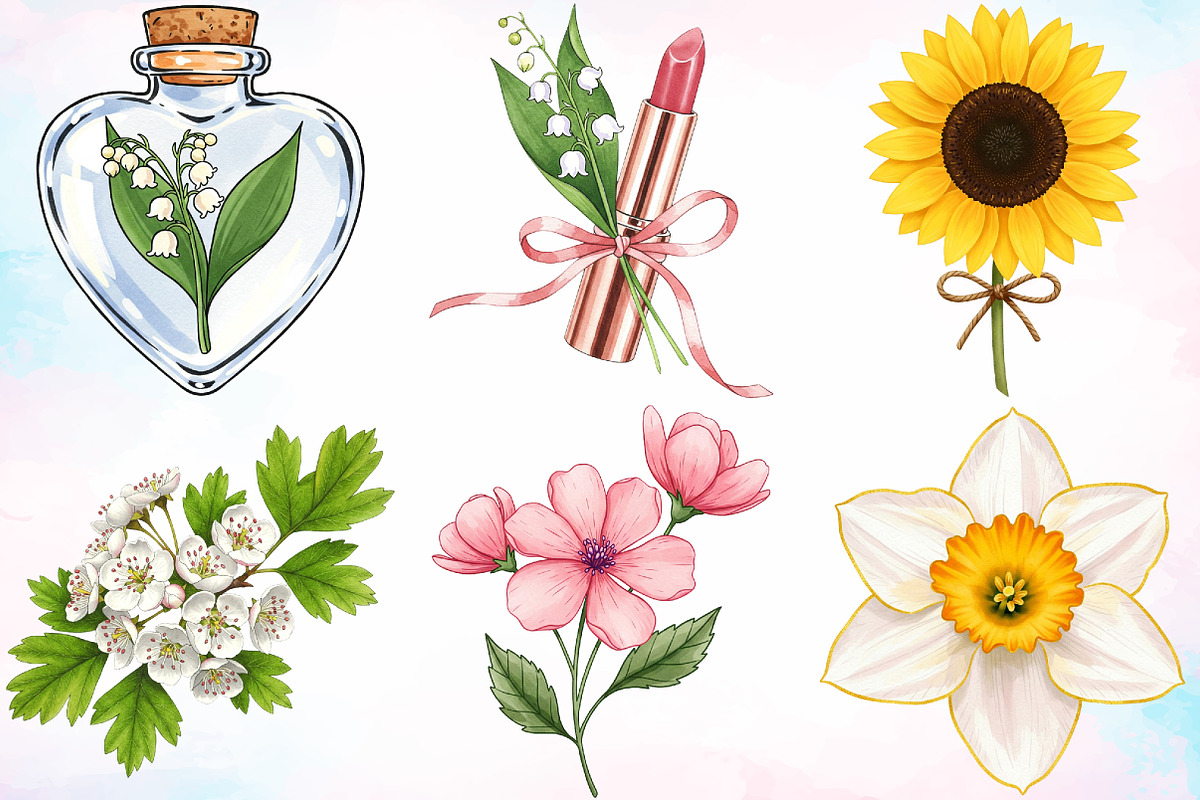 Coquette Birth Month Flowers Clipart, a Seasonal Illustration by Canvas Craft (Photo 2 of 5)