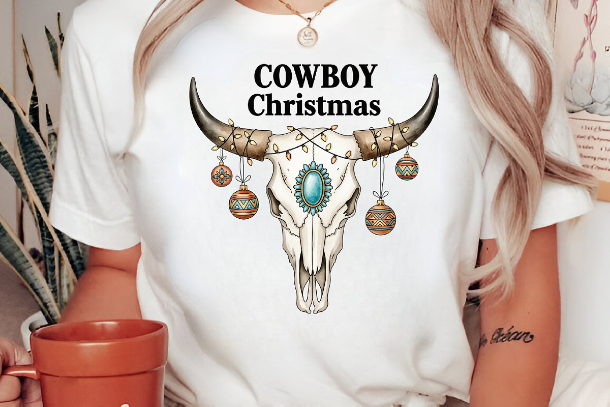 Bull Skull Cowboy Christmas Sublimat, a Graphic by Libby Wishes (Photo 3 of 6)