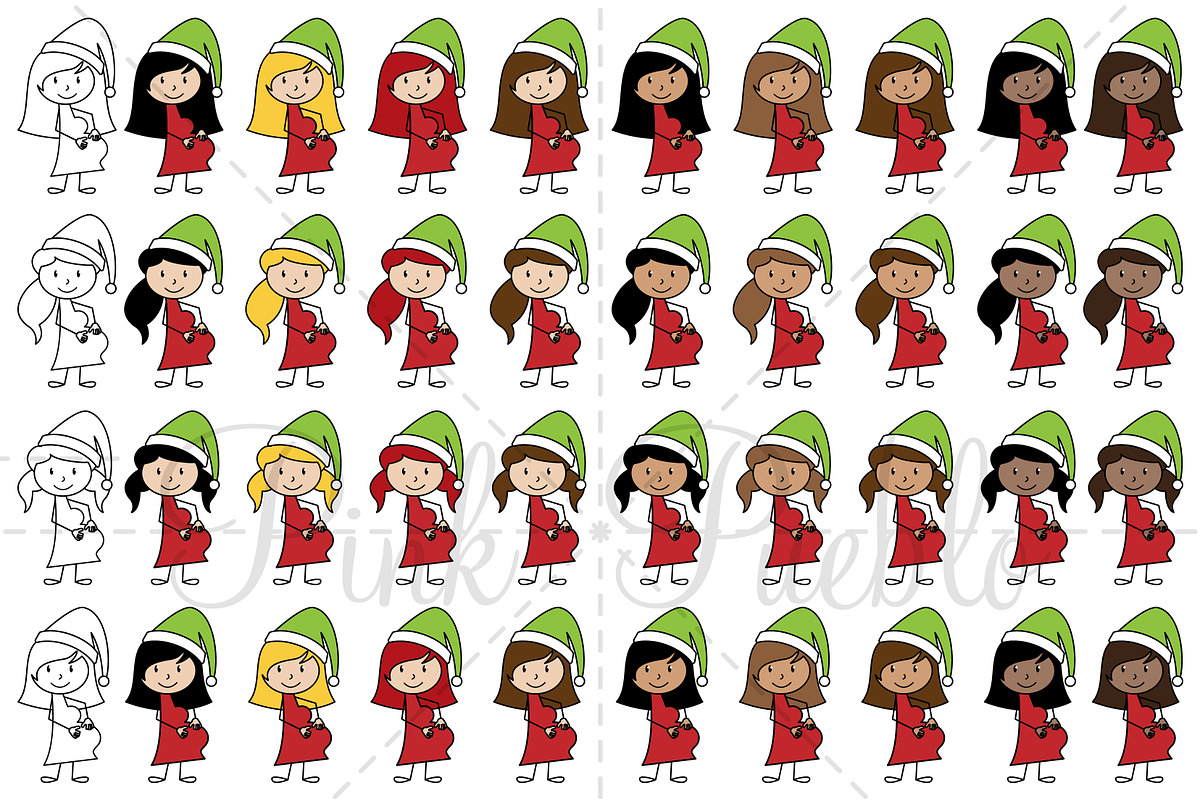 Pregnant Stick Figure Clipart Pack, an Illustration by PinkPueblo (Photo 4 of 4)