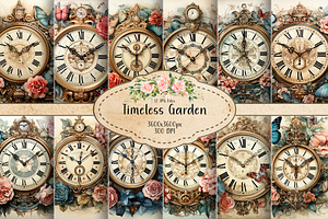 Antique Clock With Blooming Roses