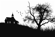 Farmhouse scene silhouette vector, an Illustration by Amazin_art (Thumbnail 11 of 13)